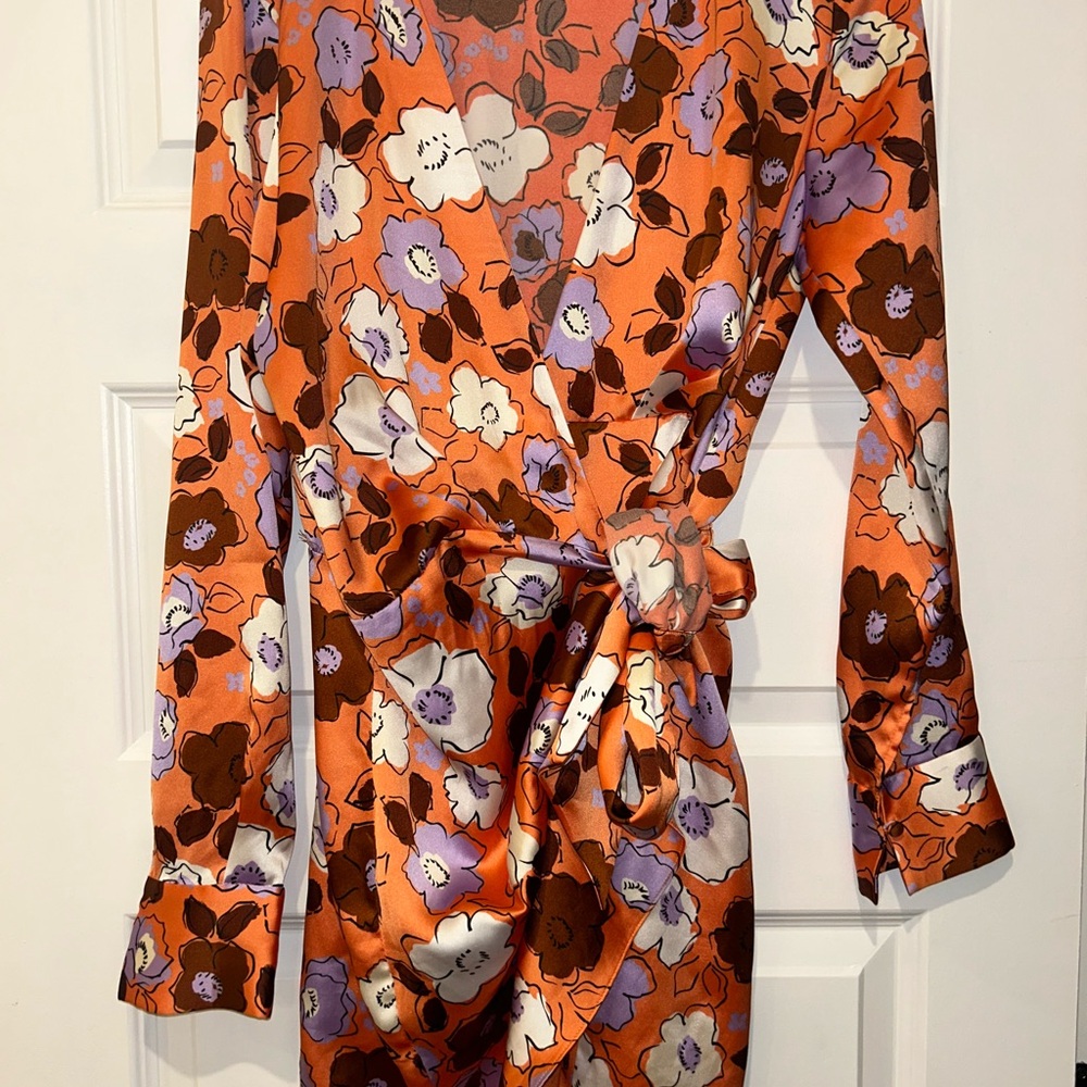 Zara Orange and Purple Mini Dress Vibrant Floral Design